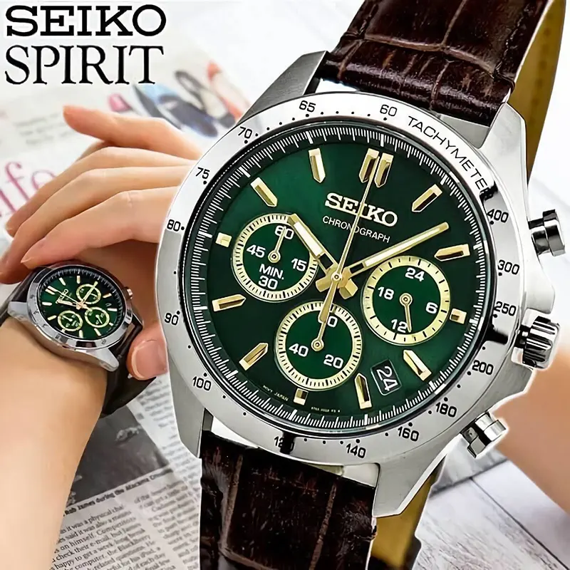 Seiko Spirit Chronograph Green Dial Men s Watch SBTR017